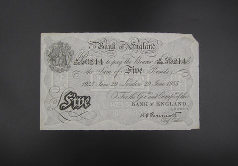 B.O.E 1935 £5 Five Pound Banknote - Operation Bernhard Forgery