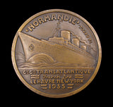 France 1935 Normandie Ship 68mm Bronze Medal - By Vernon