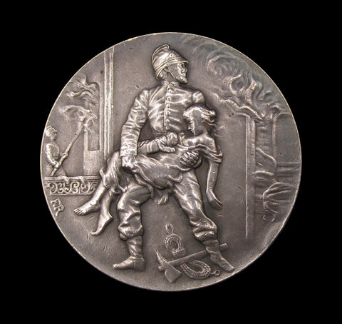 France 1904 City of Lisieux Fire Pump Competition 42mm Silver Medal
