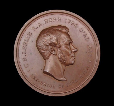 1870 Charles Leslie Art Union Of London 55mm Medal - By Wyon