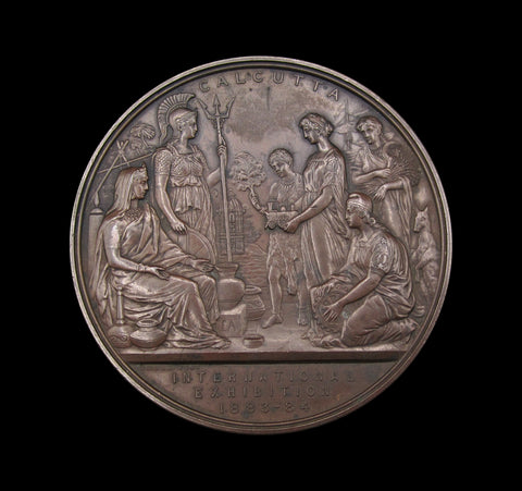 India 1883-84 Calcutta International Exhibition 76mm Medal - By Wyon