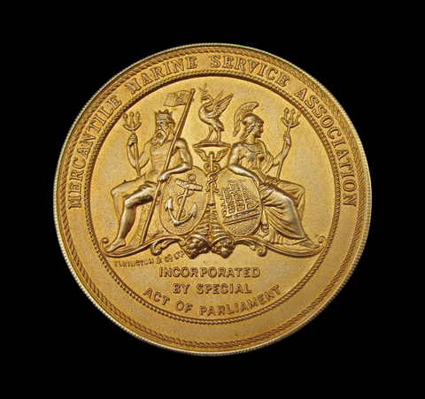 1917 Mercantile Marine Service Association 38mm Gold Medal - With O.B.E
