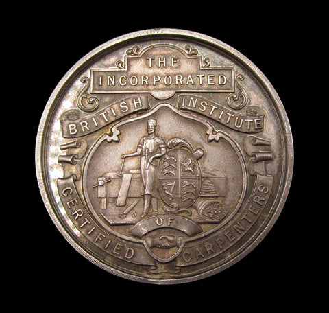 1914 British Institute Of Certified Carpenters 46mm Silver Medal