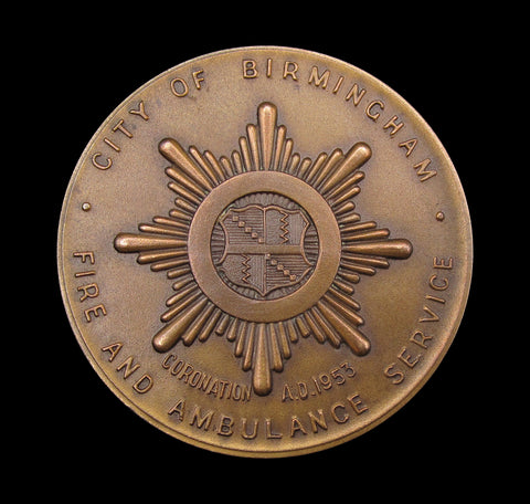 1953 Coronation Birmingham Fire Service 51mm Medal - By Turner & Simpson
