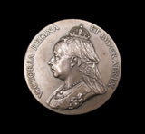 1897 Diamond Jubilee Silvered Bronze 38mm Cased Medal - By Heaton