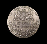 1897 Diamond Jubilee Silvered Bronze 38mm Cased Medal - By Heaton