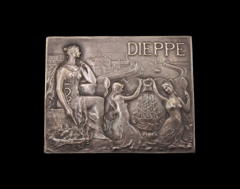 France c.1905 City of Dieppe Silver Plaque - By Delpeche