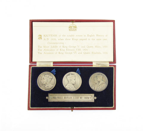 1936 Year Of The Three Kings Set Of 3 Silver Medals - Cased