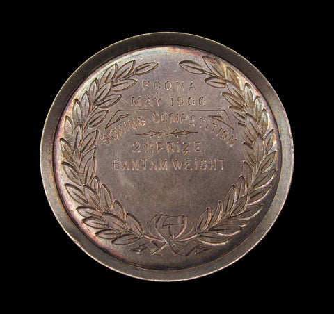 India 1900 Poona Boxing Competition 39mm Silver Medal - The Welsh Regiment