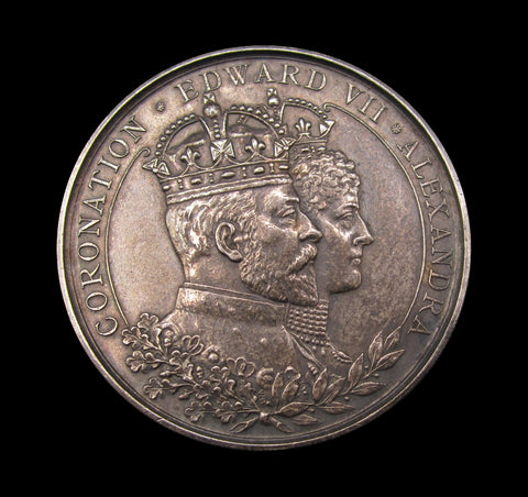 1902 Edward VII Coronation Kettering 39mm Silver Medal - By Vaughton