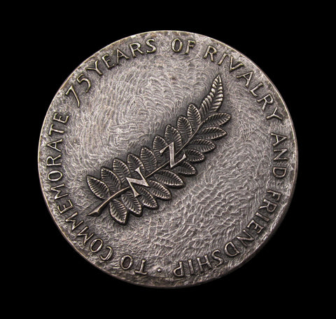 1980 Wales & New Zealand Rugby 75 Years of Rivalry 50mm Silver Medal