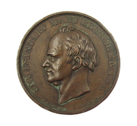 1842 Thames Tunnel Completion Brunel 42mm Bronze Medal - By Davis