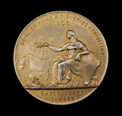 1905 Naval, Shipping & Fisheries Exhibition London 45mm Silver Medal - By Spink
