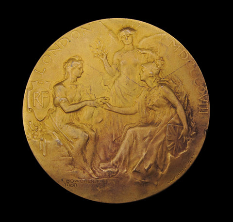 1908 Franco-British Exhibition London 63mm Gilt Medal - By Bowcher