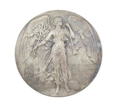 1908 London Olympic Games 50mm Silvered Medal - By Mackennal