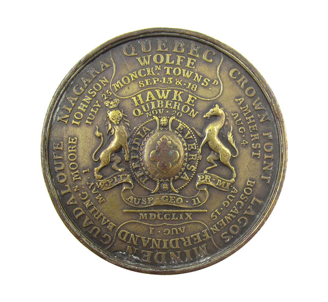 1759 British Victories Of 1758 & 1759 43mm Brass Medal