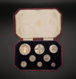 George V 1911 8 Coin Cased Proof Set - Halfcrown to Maundy - FDC