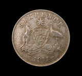Australia 1911 George V Sixpence - GVF