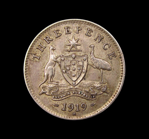Australia George V 1919 M Threepence - GVF+