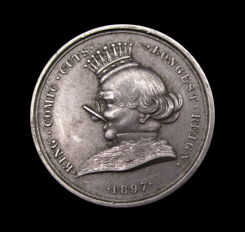1897 Victoria Diamond Jubilee King Comic Cuts 39mm Medal - By Restall
