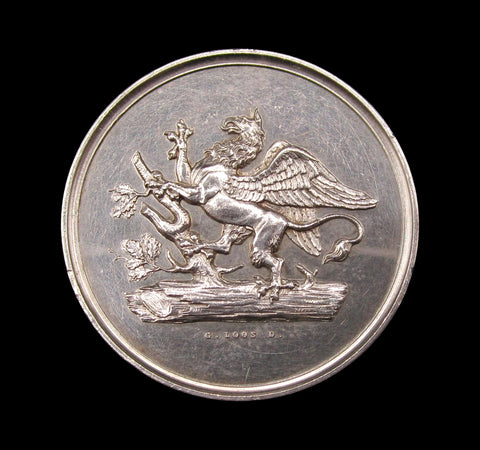 Germany 1865 Stettin Pomeranian Economic Society 34mm Silver Medal - By Loos