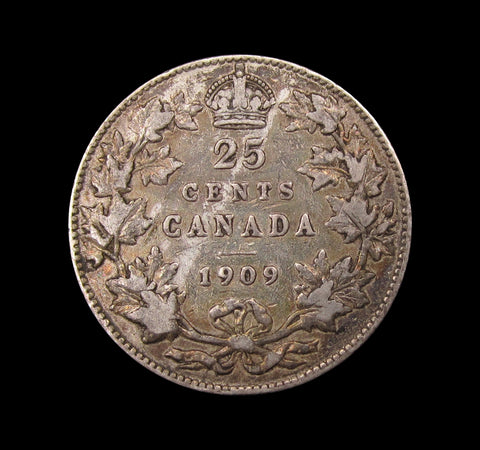 Canada Edward VII 1909 25 Cents - Good Fine