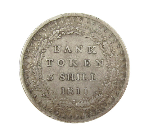 George III 1811 3 Shilling Bank Token - Good Fine