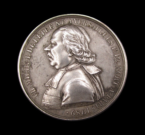 France 1801 Charles Michel de l'Epee 42mm Silver Medal - By Duvivier