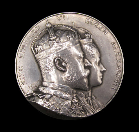 1902 Edward VII Coronation Borough of Wandsworth 63mm Silver Medal - By Fuchs