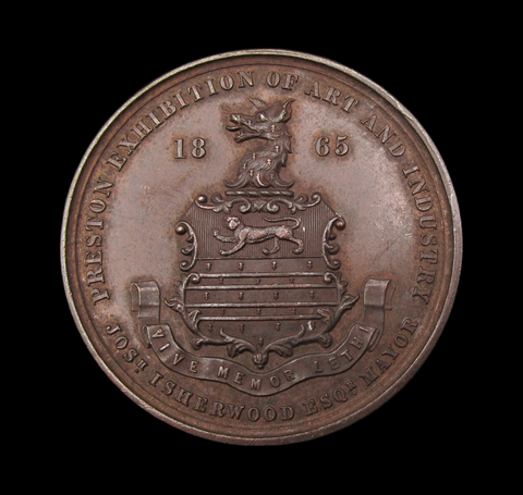 1865 Preston Exhibition of Art & Industry 45mm Medal - By Moore