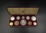 Elizabeth II 1953 10 Coin Cased Proof Set - Crown To Farthing