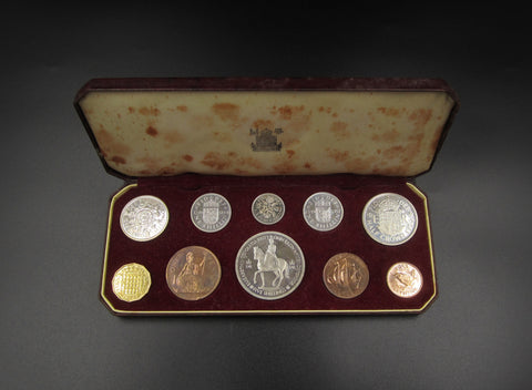 Elizabeth II 1953 10 Coin Cased Proof Set - Crown To Farthing