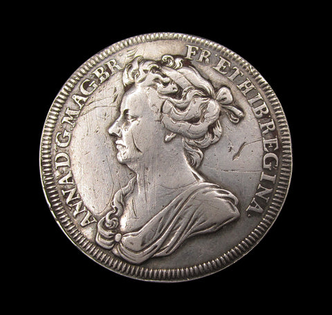1702 Coronation Of Queen Anne 35mm Silver Medal - By Croker