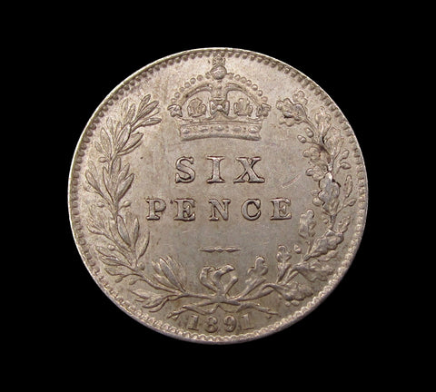 Victoria 1891 Sixpence - EF