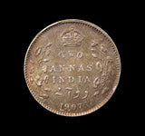 India Edward VII 1907 Two Annas - UNC