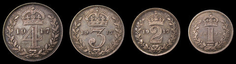 George V 1917 Full Maundy Set - Cased