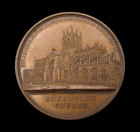 1849 Restoration Of Sherborne Church 39mm Bronze Medal - By Allen & Moore