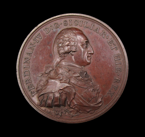 1799 King Ferdinand IV Re-Established At Naples 46mm Medal - By Kuchler