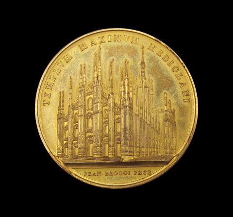 Italy 1857 Milan Cathedral 47mm Gilt Bronze Medal - By Broggi
