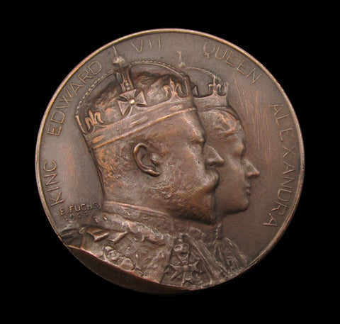 1902 Coronation Of Edward VII Sunderland 39mm Medal - By Fuchs
