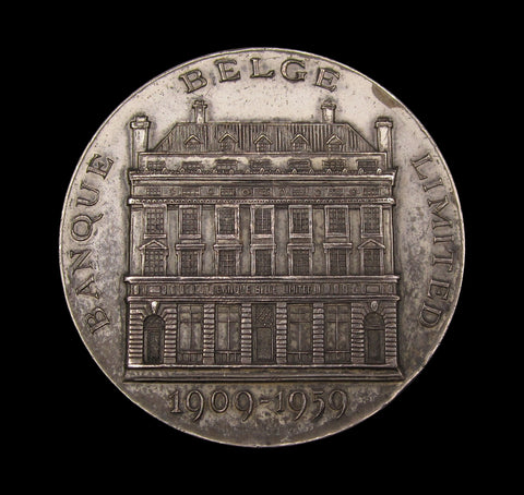 1959 Belgian Bank London Office 50th Anniversary 51mm Silver Medal