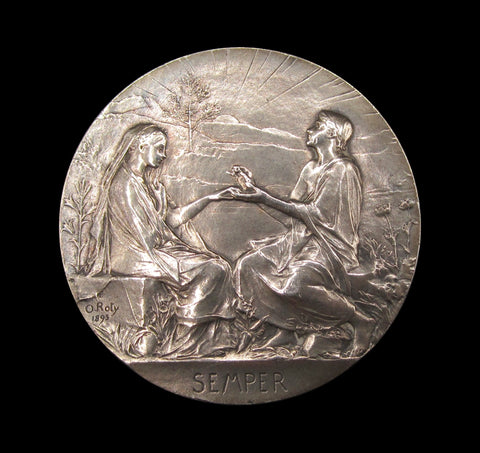 France c.1890 'Semper' Marriage Medal 42mm - By Roty