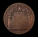 Germany 1934 Adolf Hitler Unified State First Anniversary 127mm Medal - By Goetz