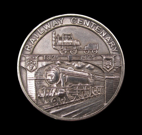 1925 Stockton Railway Centenary George Stephenson 39mm Silver Medal - By Dingley