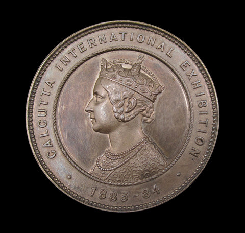 India 1883-84 Calcutta International Exhibition 51mm Silver Medal - Cased