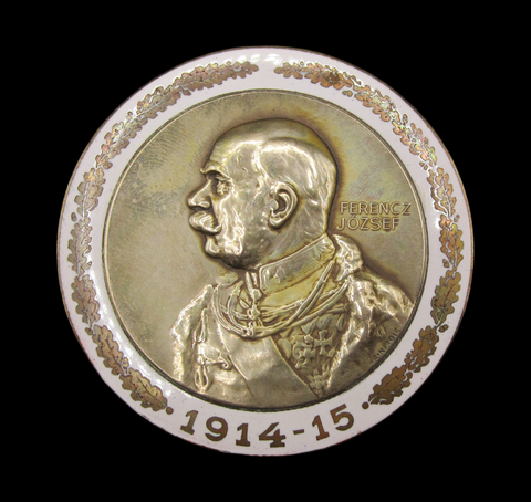 Austria 1915 Franz Joseph I WWI 65mm Bronze & Enamel Medal