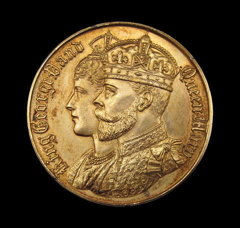 1911 George V Coronation 38mm Gilt Medal - By Owen