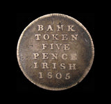 Ireland 1805 George III Five Pence Bank Token - GF