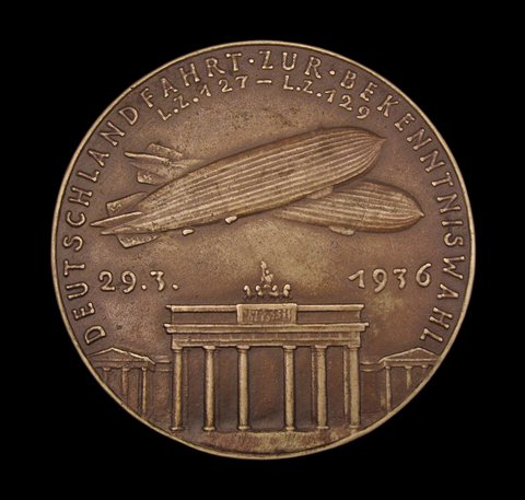 Germany 1936 Graff Zeppelin 112mm Medal - By Goetz