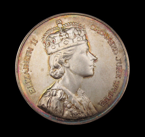 1953 Elizabeth II Coronation 57mm Silver Medal - By Spink & Son
